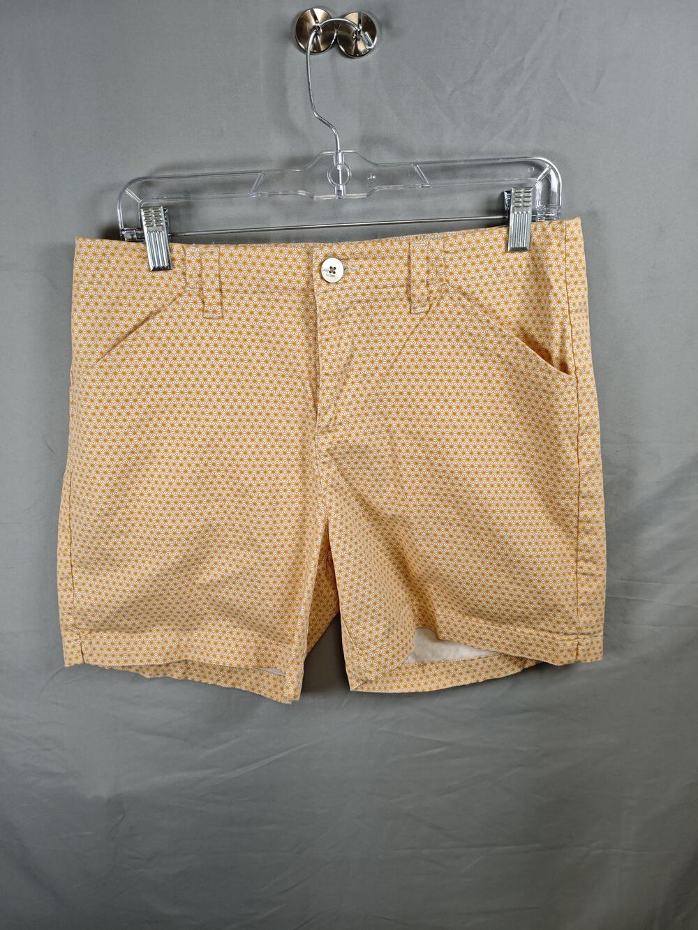 Lee Shorts Womens 10 Medium Yellow White Geometric Print Mid Rise Summer Casual
